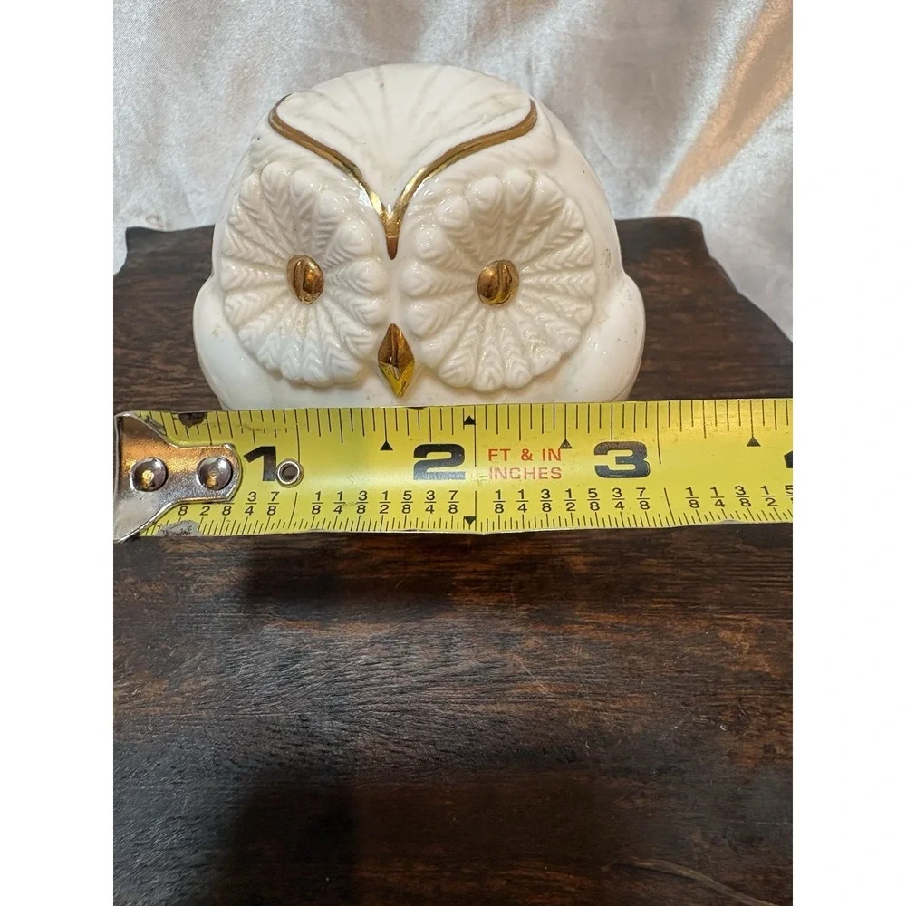 Vintage Ceramic Owl with Gold Details Collector Trinket Jewelry Box AGIFT Corp